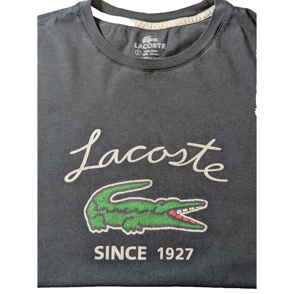 Lacoste Mens Size Small T-Shirt Black Large Croc & Logo - Picture 3 of 8